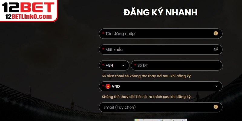 Hướng dẫn đăng ký 12BET chi tiết cho người mới